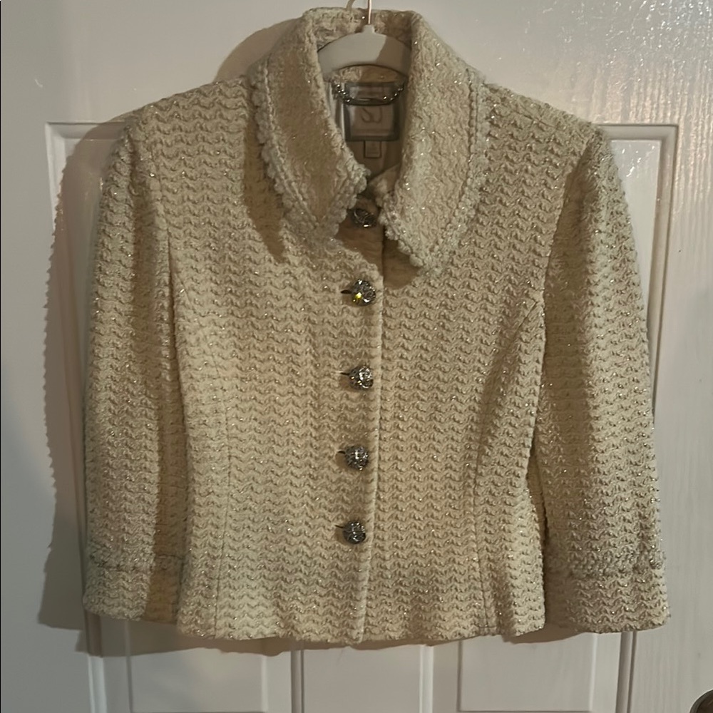 St. John Couture Elegant Cream and Silver Women's Jacket